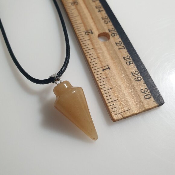 Natural Stone Pendulum Point Pendant Necklace Black Cord Jewelry Gift Spirit - Picture 4 of 5